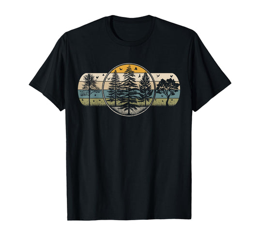 Trees Wildlife Nature Vintage Forest Hiking Camping Outdoor T-Shirt