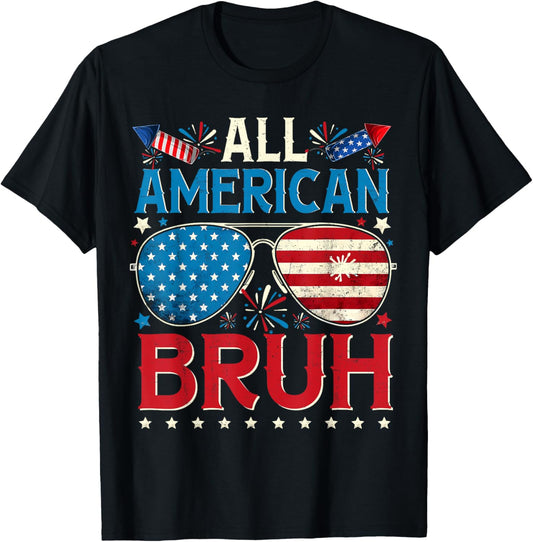 All American Bruh 4th Of July Boys Patriotic USA Teens Kids T-Shirt