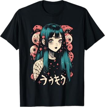 Goth Grunge Demon Anime Girl Waifu Horror Alt Aesthetic T-Shirt