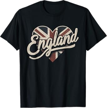 UK England Union Jack - Heart Vintage Love Women Mom - Flag T-Shirt