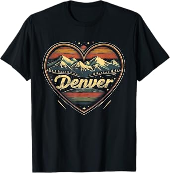 Denver Colorado -Heart Vintage Love Women Kids Retro Graphic T-Shirt