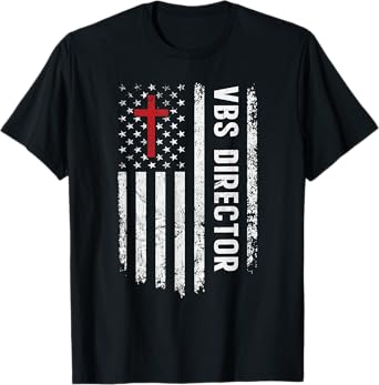 VBS Director Cross USA Flag Vacation Bible School Teacher T-Shirt