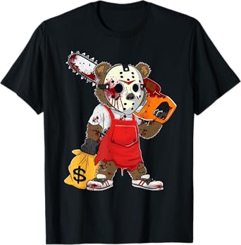 Scary Halloween Costume Hip Hop Lover Teddy Bear Horror T-Shirt