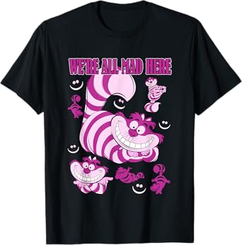 Disney Alice In Wonderland Cheshire Cat We're All Mad Here T-Shirt
