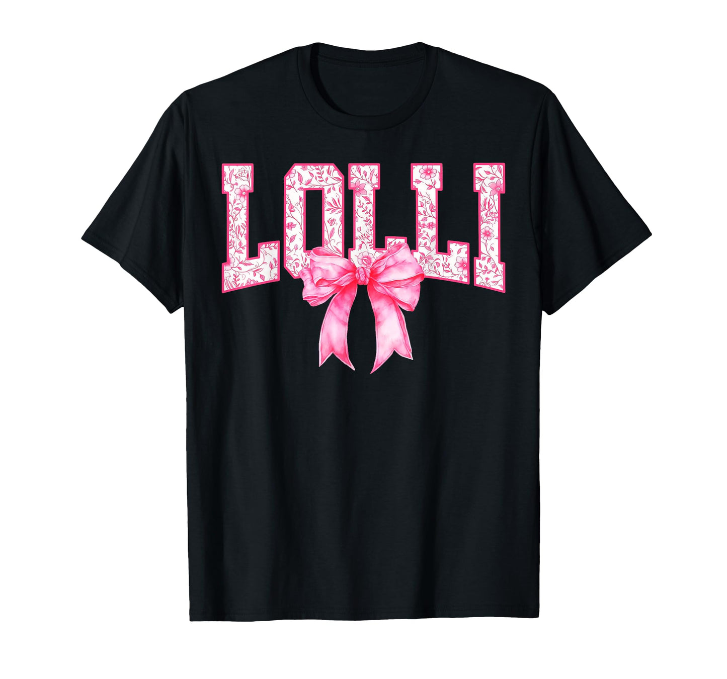 Lolli Floral Toile Pink Water Color Coquette Bow Mothers Day T-Shirt