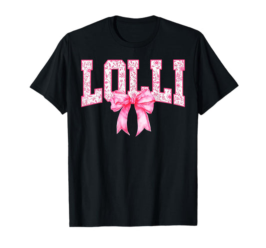 Lolli Floral Toile Pink Water Color Coquette Bow Mothers Day T-Shirt