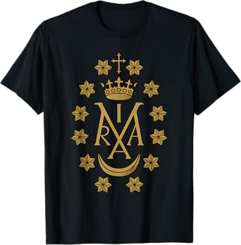 Virgin Mary Maria Insignia Miraculous Medal Catholic T-Shirt