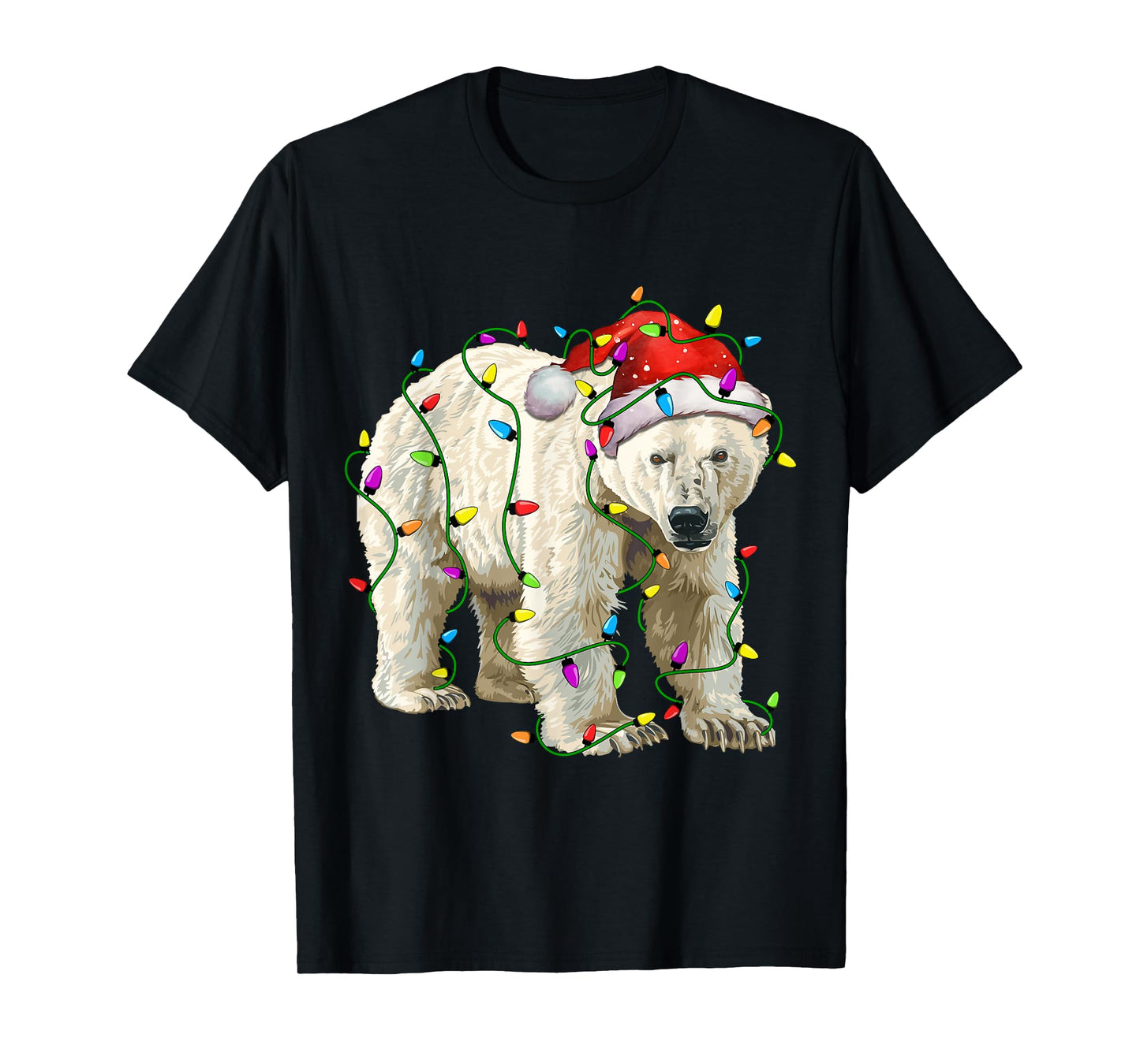 Polar Bear Santa Christmas Tree Lighting Xmas Funny T-Shirt