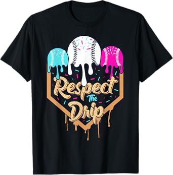 Baseball Drip Boys Ice Cream Waffle Home Plate Respect Drip T-Shirt