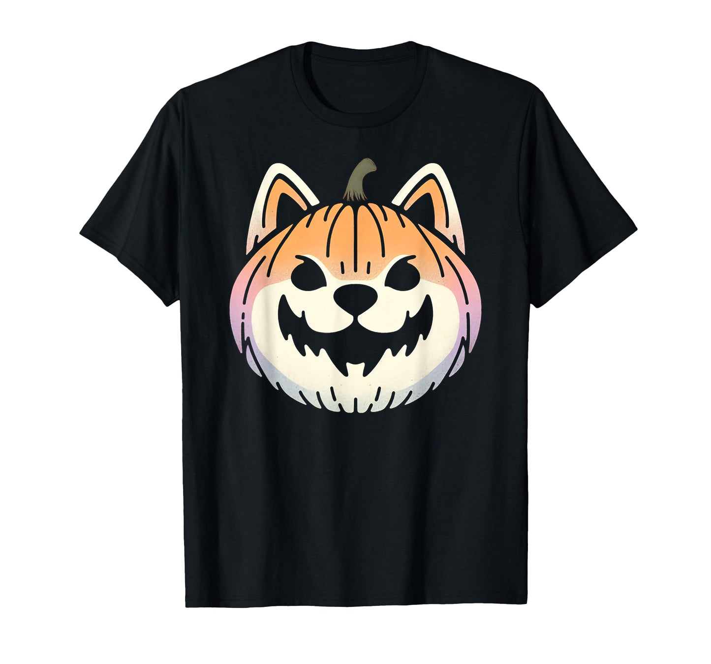 Spooky Shiba Inu Akita Dog Jack O Lantern Halloween Pumpkin T-Shirt
