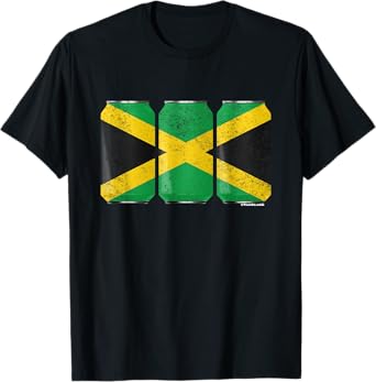Cool Graphic Beer Cans Jamaica Flag T-Shirt
