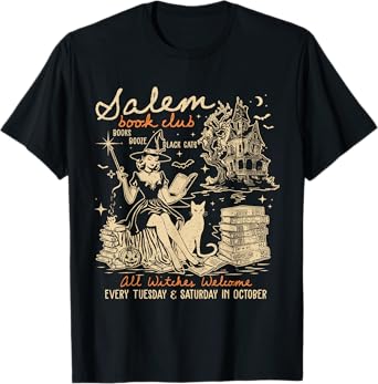 Salem Book Club Witches Witchy Witch Spooky Season Halloween T-Shirt
