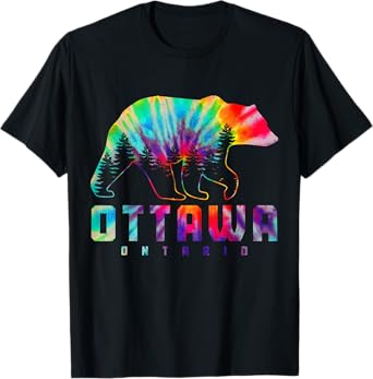 Ottawa Ontario Canada Tie Dye Bear Pride Outdoor Vintage T-Shirt