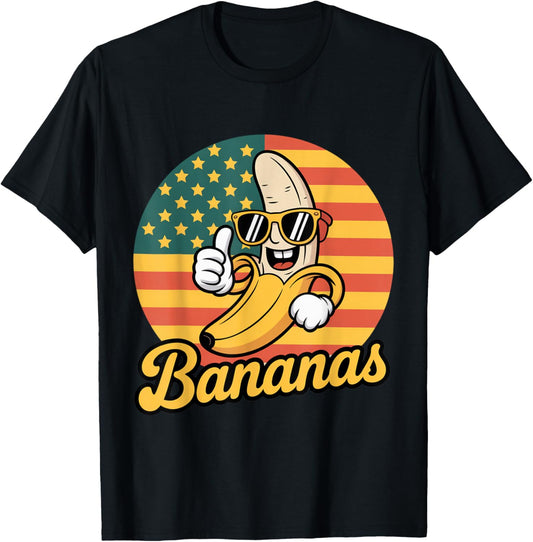 Bananas Retro Usa Flag Family Name Pride 4th July Vibes T-shirt