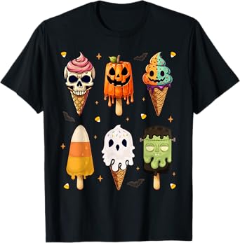 Horror Movies Summer Popsicle Halloween Ice Cream Summerween T-Shirt