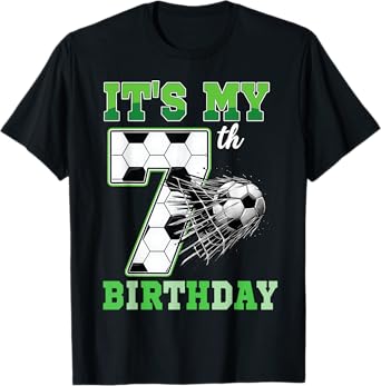 Kids 7 Year Old Birthday It's My 7th Birthday Soccer Ball T-Shirt