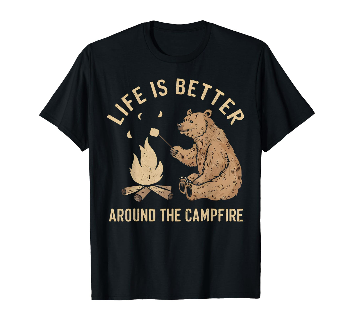 Funny Camping Life is Better Around The Campfire Bear T-Shirt