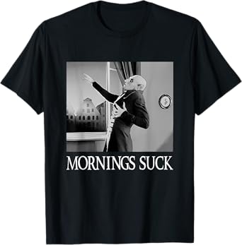 Mornings Suck Funny Halloween Vampire Pun Graphic T-Shirt
