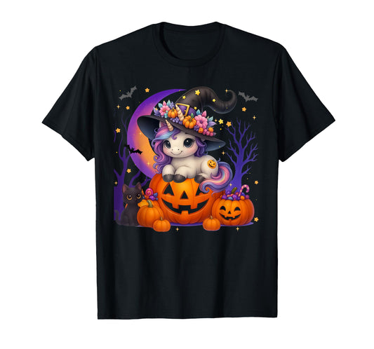 Cute Witch Unicorrn Jack O lantern Halloween Costumes Girls T-Shirt