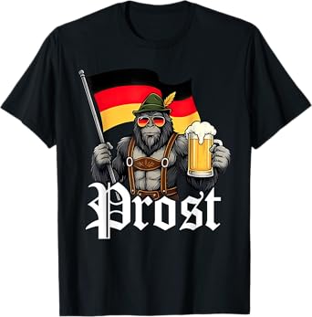 Prost Bigfoot Sasquatch Beer German Flag Funny Oktoberfest T-Shirt