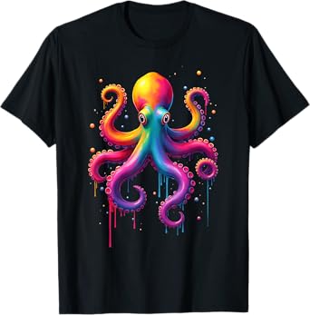 Aesthetic Rainbow Dripping Octopus T-Shirt