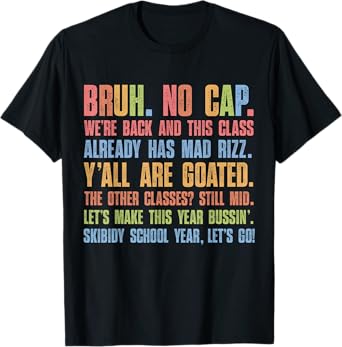 Bruh No Cap We're Back And This Class Already Has Mad Rizz T-Shirt