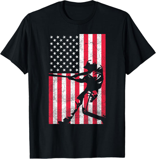 USA American Flag Baseball Red White Blue 4th of July Top T-Shirt