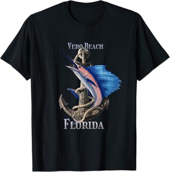 Vero Beach Florida Swordfish Marlin Ocean Fishing T-Shirt for Men Women Kids