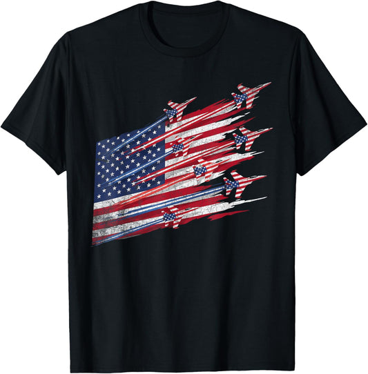 Patriotic Usa Flag Fighter Jets Boys Shirts Mens 4th Of July T-shirt