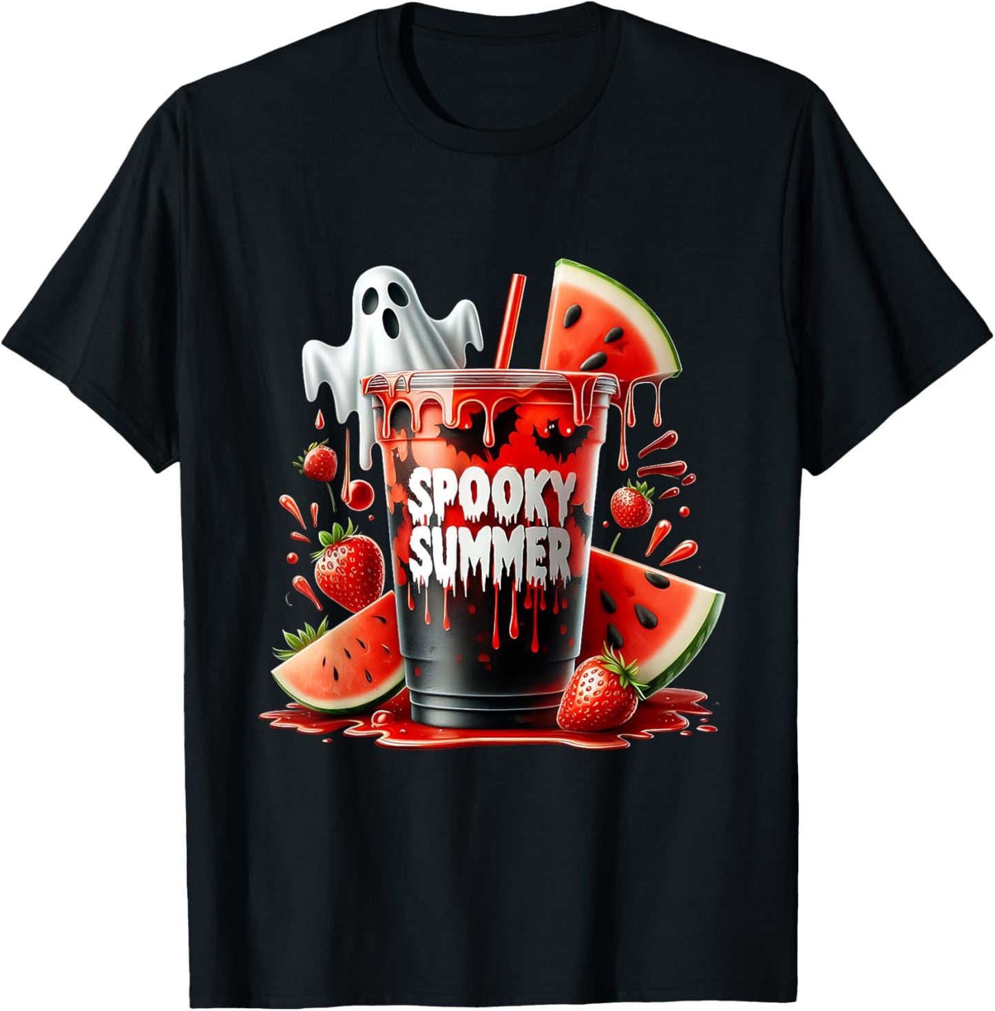 Spooky Summer Drinks Summerween Vibes Funny Summer T-shirt