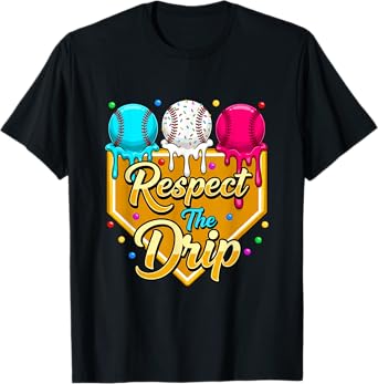 Respect The Drip Baseball Drip Ice Cream Waffle T-Shirt