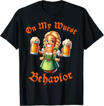 On My Wurst Behavior Funny Bratwurst Beer German Oktoberfest T-Shirt