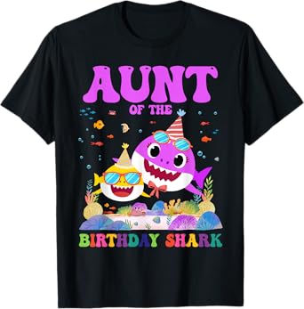 Funny Aunt Of The Birthday Shark Kids Family Bday Matching T-Shirt