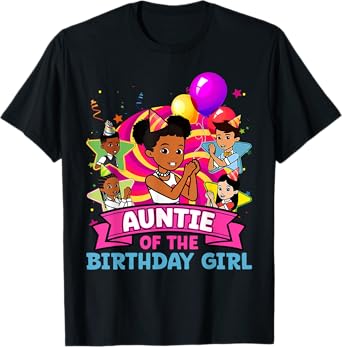 Auntie the Birthday Girl Party Pink Doll Family Decorations T-Shirt