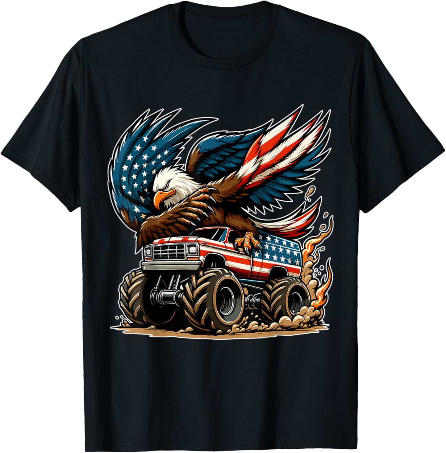 Usa Monster Truck & Bald Eagle 4th Of July Freedom Ride Tees T-shirt