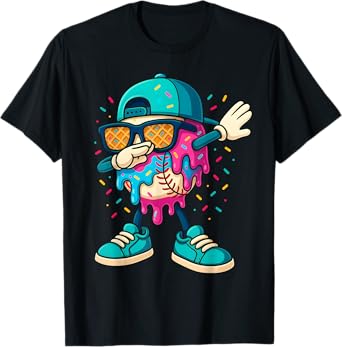 Baseball Drip Ice Cream Boys Dabbing Youth Baseball Sprinkle T-Shirt