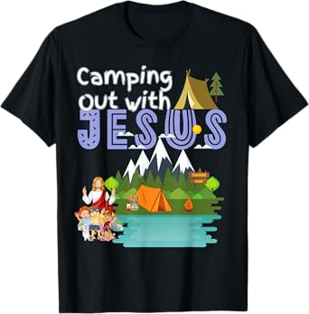 Camping Out With Jesus Summer Camp VBS Christian Kids T-Shirt