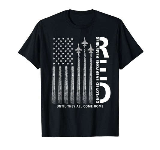 RED Friday Remember Everyone Deployed Military American Flag T-Shirt