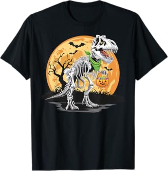 Halloween T rex Dinosaur Mummy Pumpkin For Boys Men Women T-Shirt