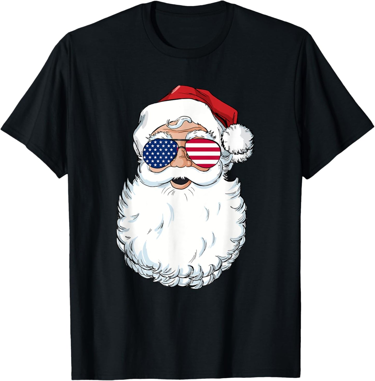 Santa Claus Patriotic USA Sunglasses Christmas in July Santa T-Shirt