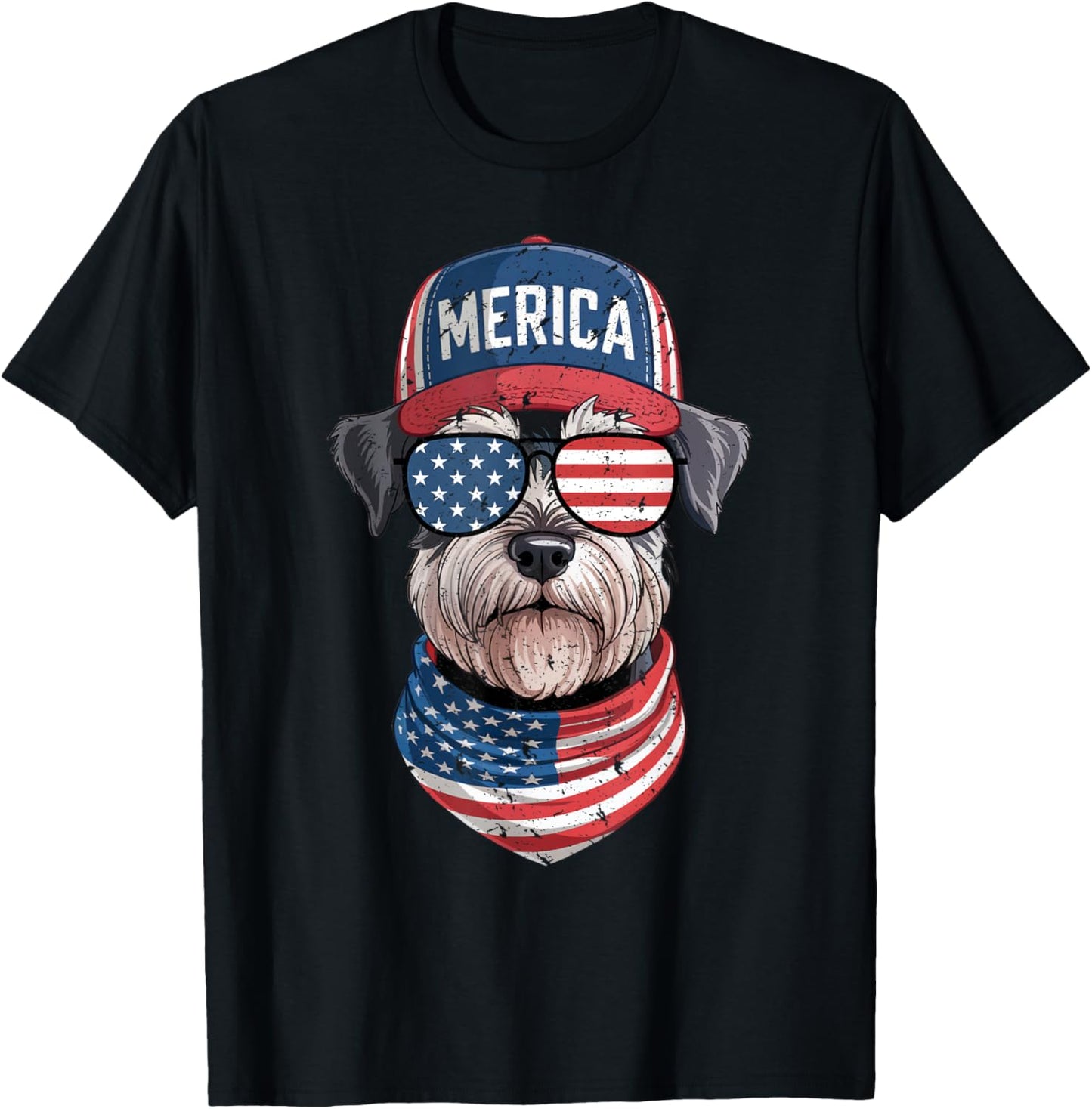 Miniature Schnauzer 4th Of July Us American Flag Patriotic T-shirt