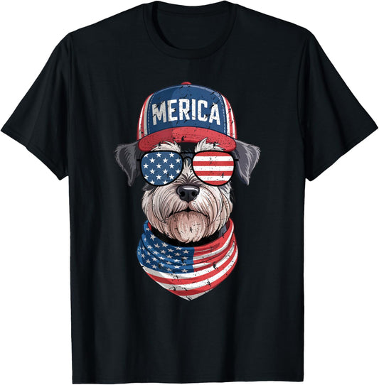 Miniature Schnauzer 4th Of July Us American Flag Patriotic T-shirt