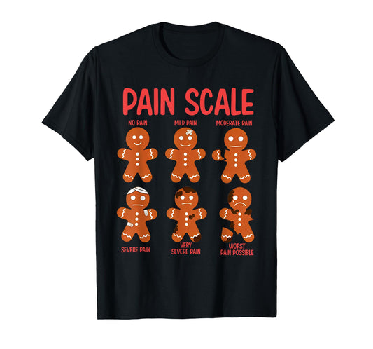 Funny Gingerbread Pain Scale Christmas Nurse T-Shirt