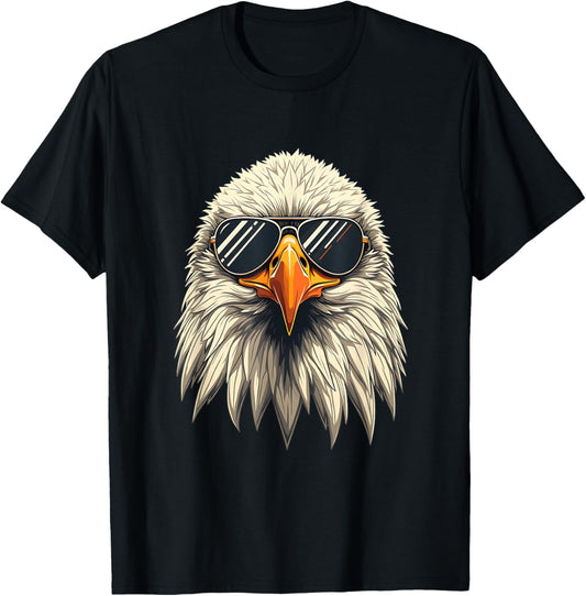 Cool Bald Eagle with Sunglasses Women Men Kids Funny Eagle T-Shirt