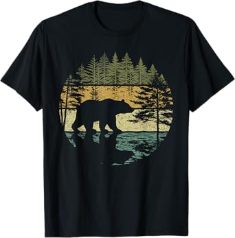 Retro Forest Bear Outdoors Nature Women Men Vintage Graphic T-Shirt