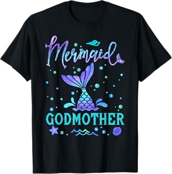Mermaid Godmother Matching Birthday Squad Party Mermaid Tail T-Shirt