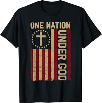 ONE NATION UNDER GOD - Christian USA Vintage American Flag Women Kids Men T-Shirt