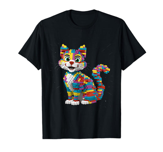 Master Builder Kids Building Blocks Cat Brick Builder T-Shirt