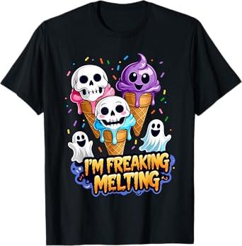 Cute I'm Freaking Melting Skull Ice Cream Halloween T-Shirt