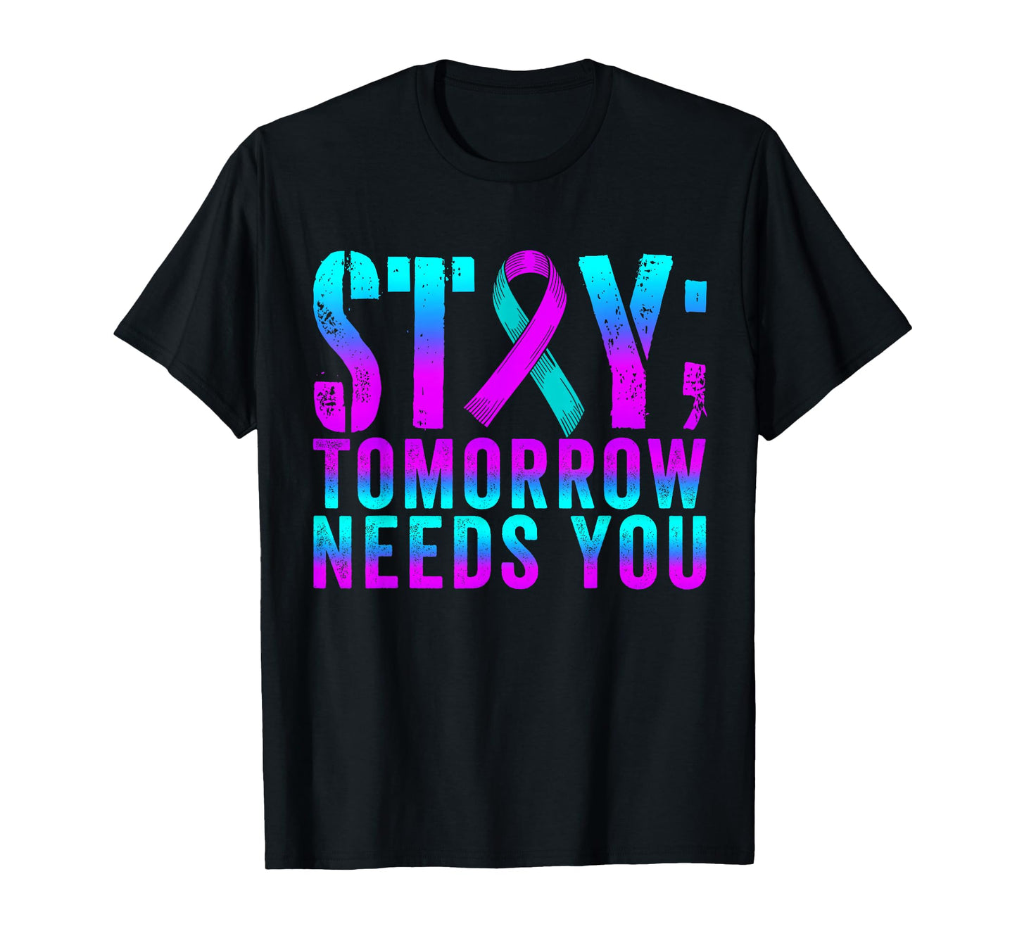 Groovy Teal & Purple Ribbon Suicide Prevention Awareness T-Shirt